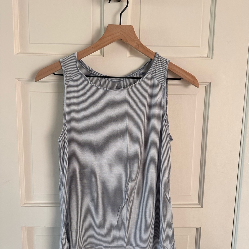 Ann Taylor Loft Sleeveless Striped Tank Top - Light Blue/White